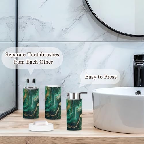 6 Piece Green Marble Bathroom Accessories Set