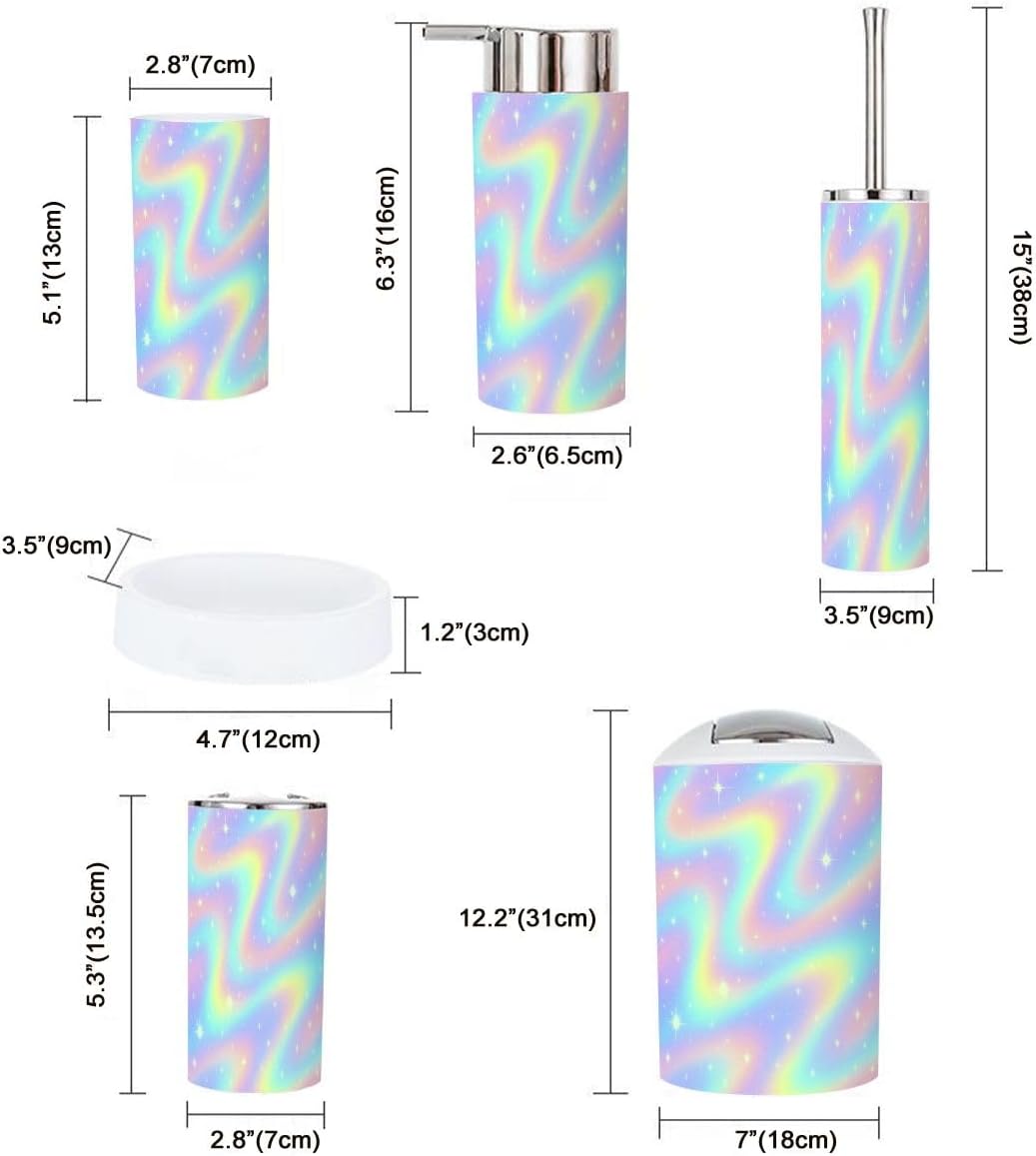 Boho Dreamy Rainbow Bathroom Accessory Set of 6