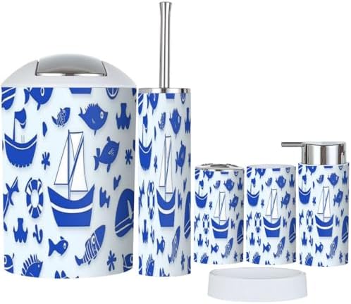 Boho Nautical Bathroom Accessories Set 6 Piece