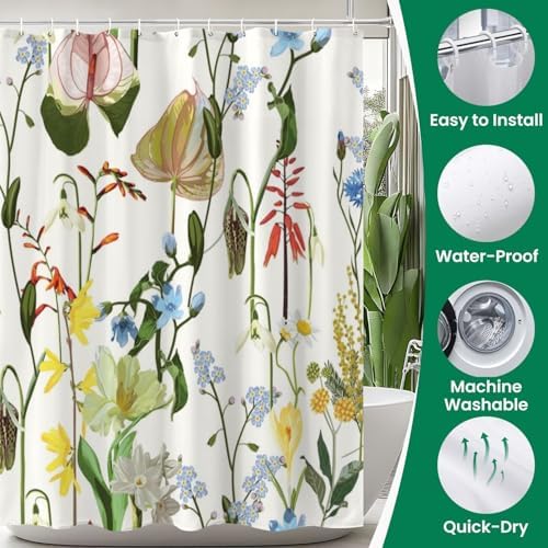 4 Piece Shower Curtain Set with Rugs Mats and Non-Slip Design 1