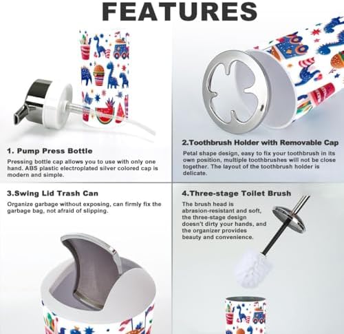 Independence Day Patriotic Bathroom Accessories Set 6 Pcs