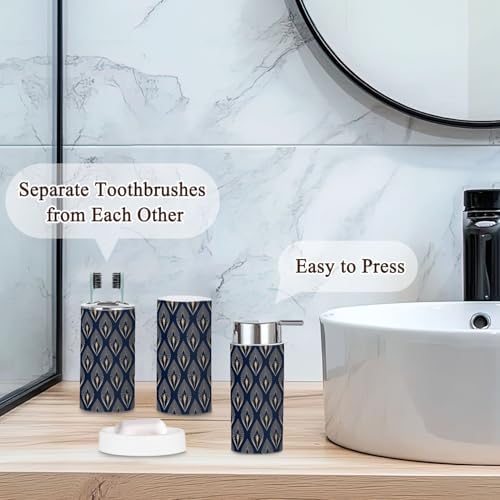 Feather Ombre Floral Bathroom Accessories Set 6 Pcs