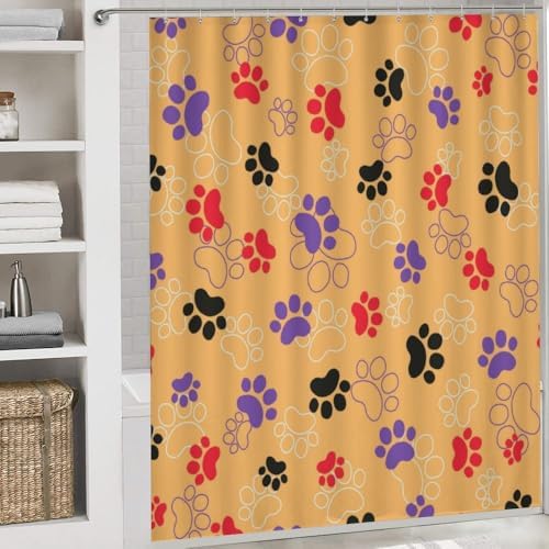 Kuizee 4-Piece Animal Print Shower Curtain with Rugs Set