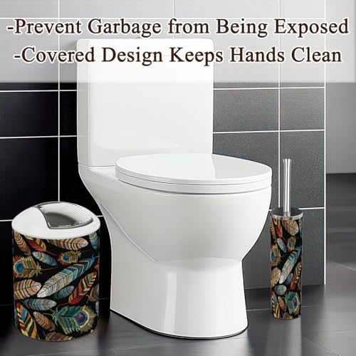 Bathroom Accessories Set 6pcs Tropical Feathers Design