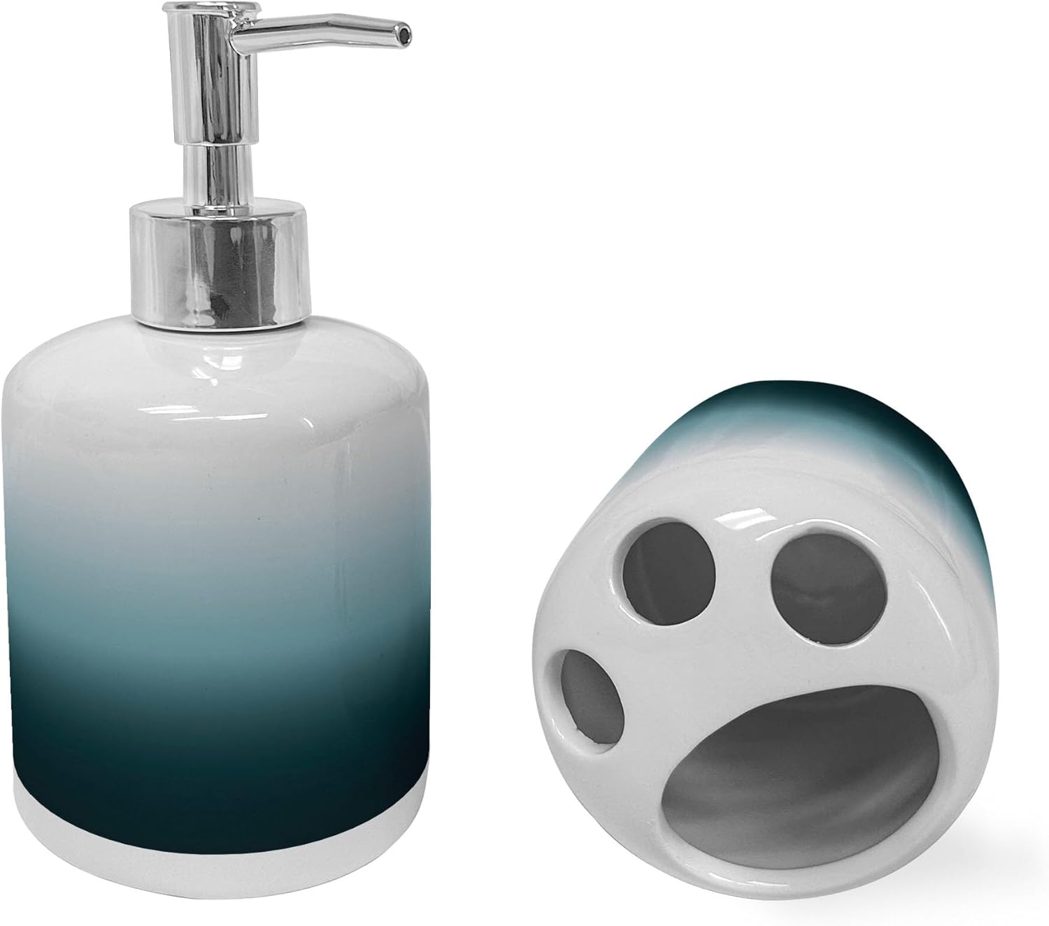 Ambesonne Ombre Soap Dispenser Toothbrush Holder Set 1