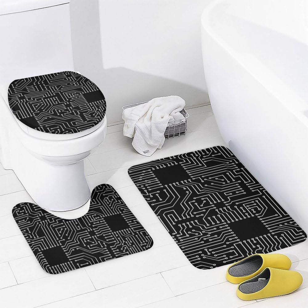 Kuizee 4-Piece Shower Curtain Set with Rugs