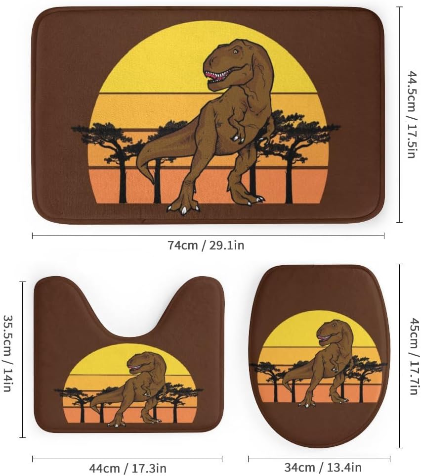 Kuizee Dinosaur Shower Curtain Set with Rugs 4Pcs