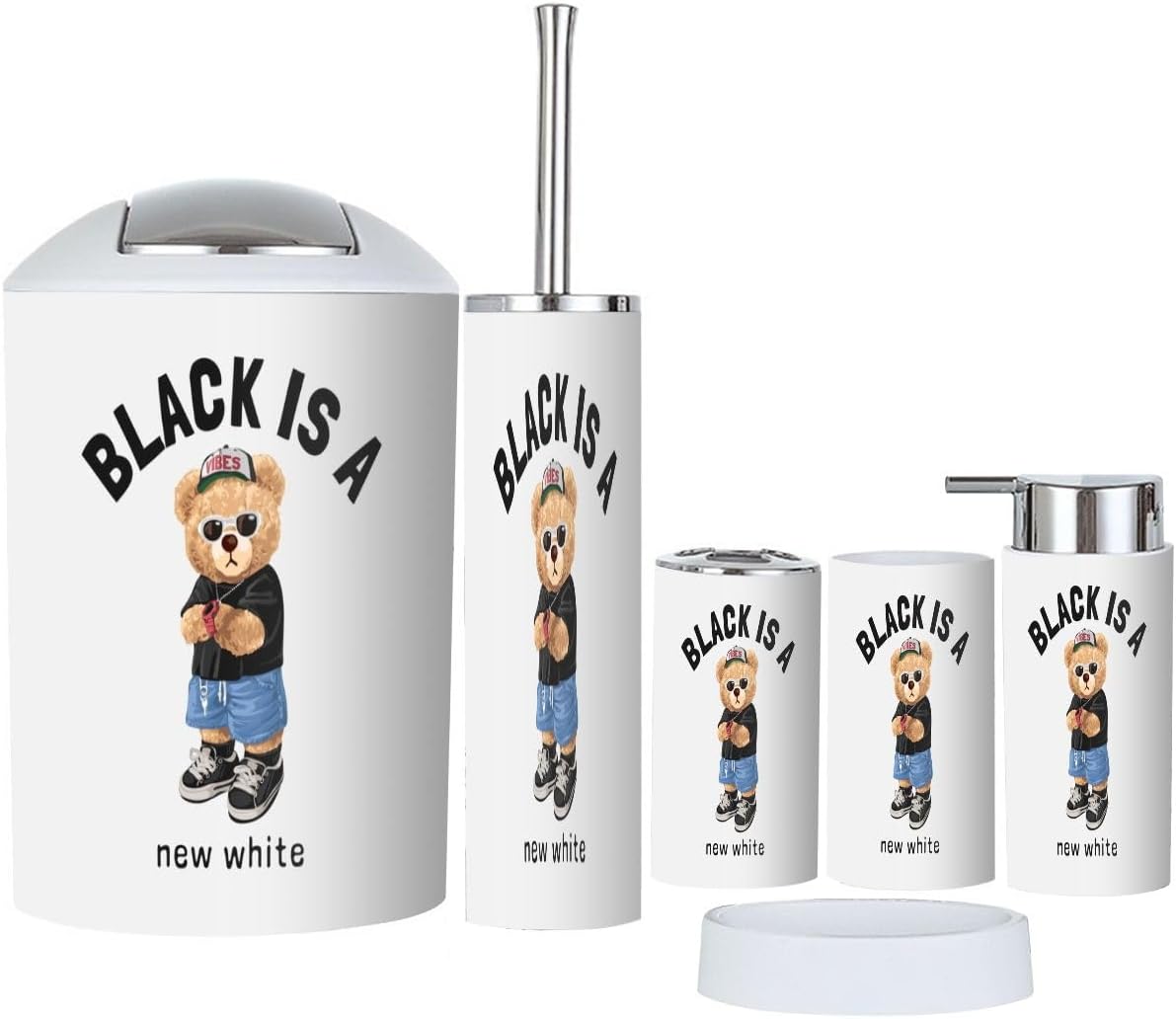 Bathroom Accessories Set 6 Pcs Modern Black Design