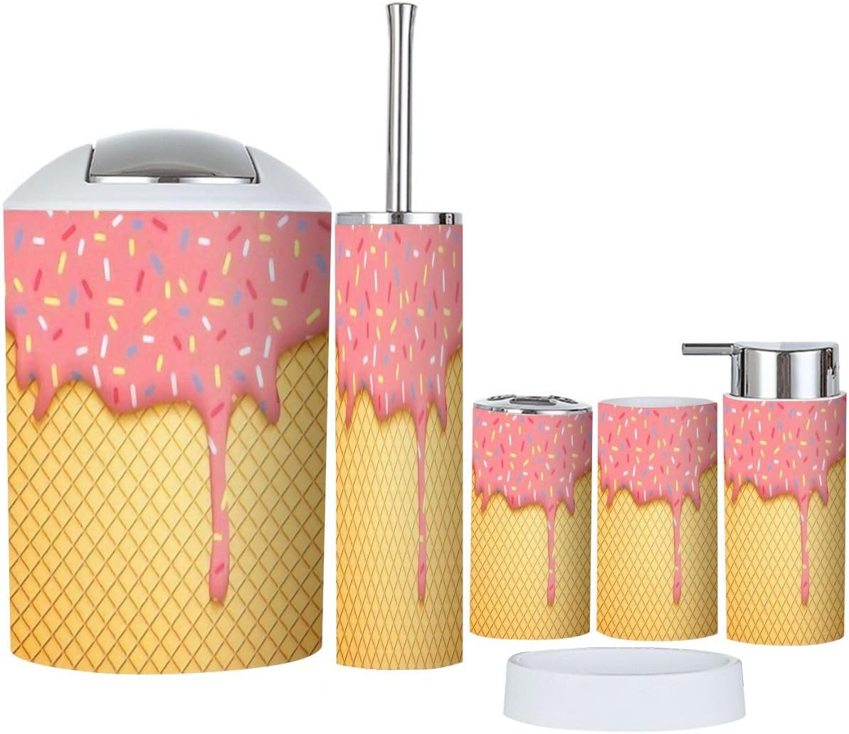 Pink Ice Cream Bathroom Accessories Set 6 Pcs 1