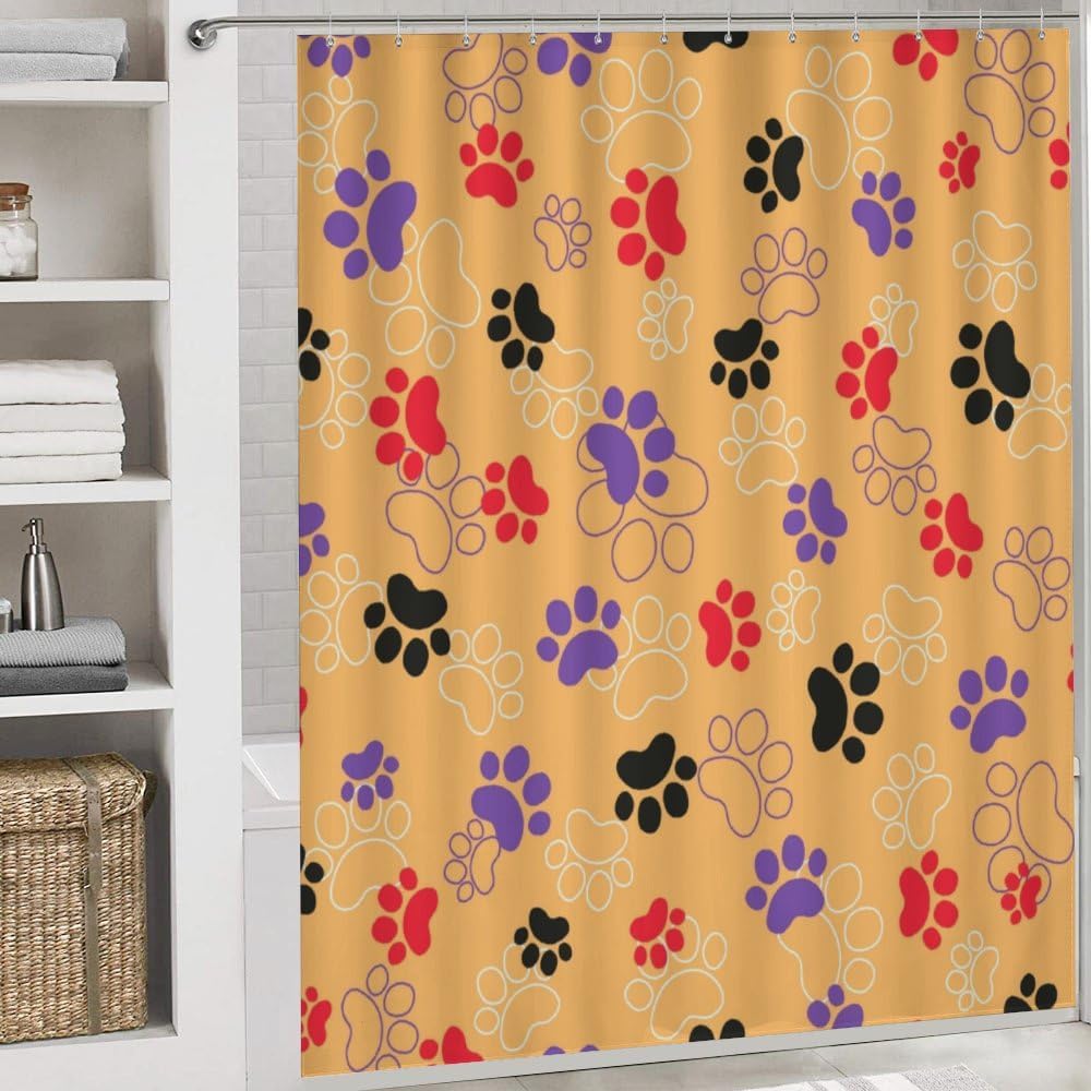Kuizee 4-Piece Animal Print Shower Curtain with Rugs Set
