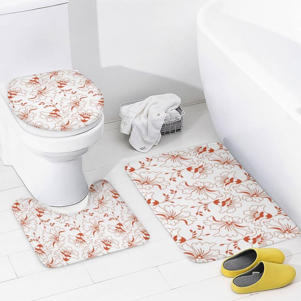 Kuizee 4-Piece Shower Curtain Set with Rugs and Hooks