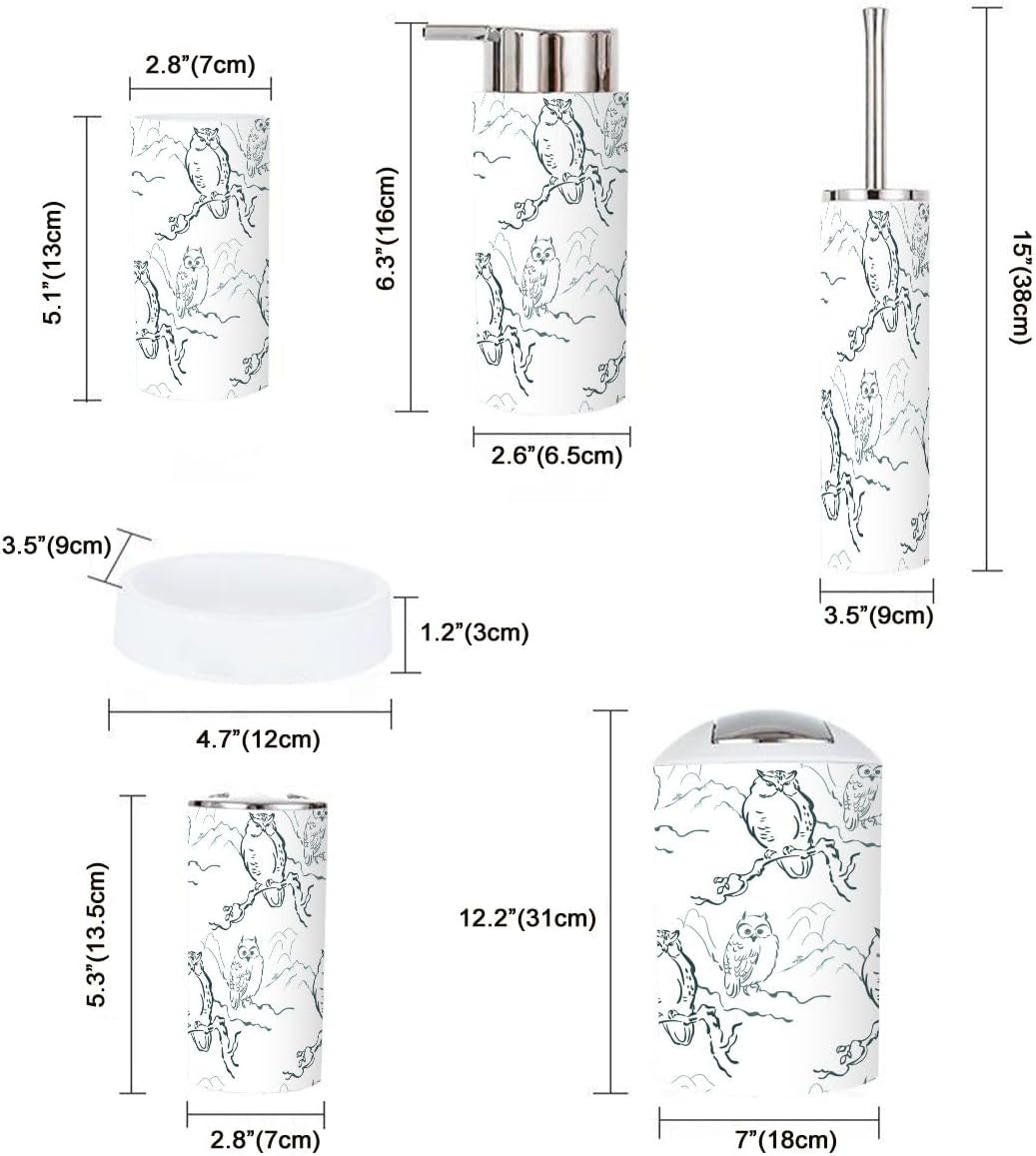 Bathroom Accessories Set 6 Pcs Owl Design