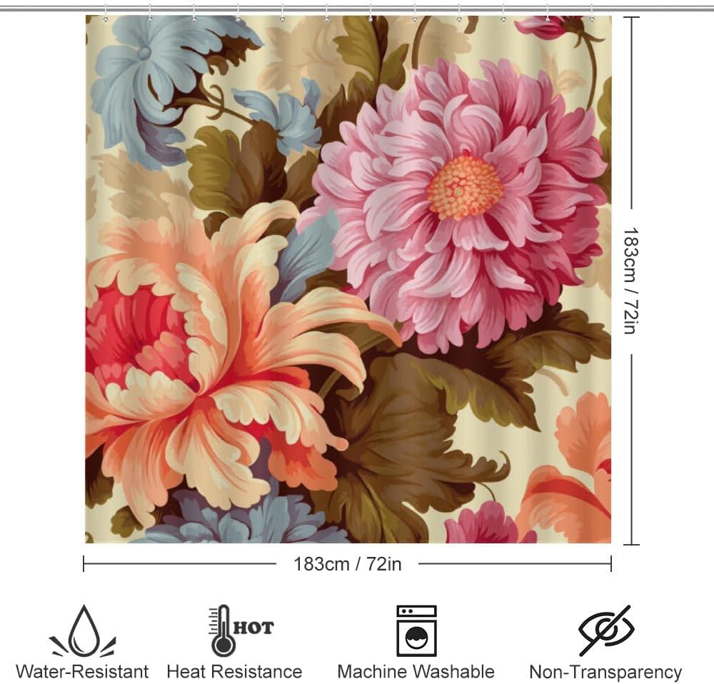 Kuizee 4-Piece Bathroom Set with Non-Slip Mats and Shower Curtain 1