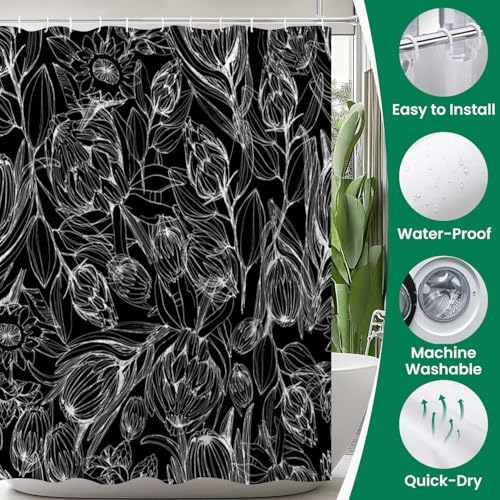 4 Piece JCOOKLOFTS Shower Curtain Set with Rugs and Mats 1