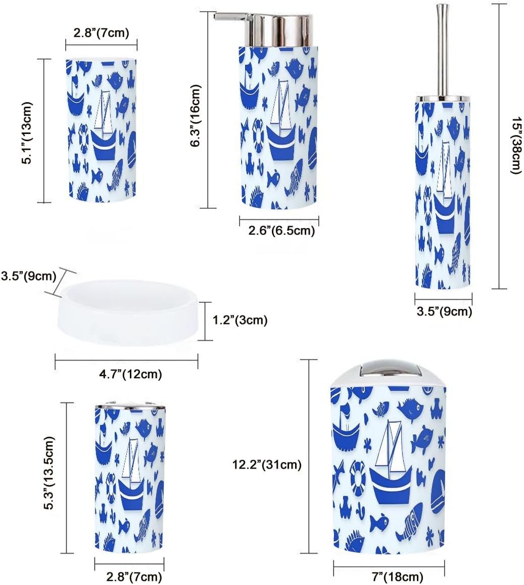 Boho Nautical Bathroom Accessories Set 6 Piece
