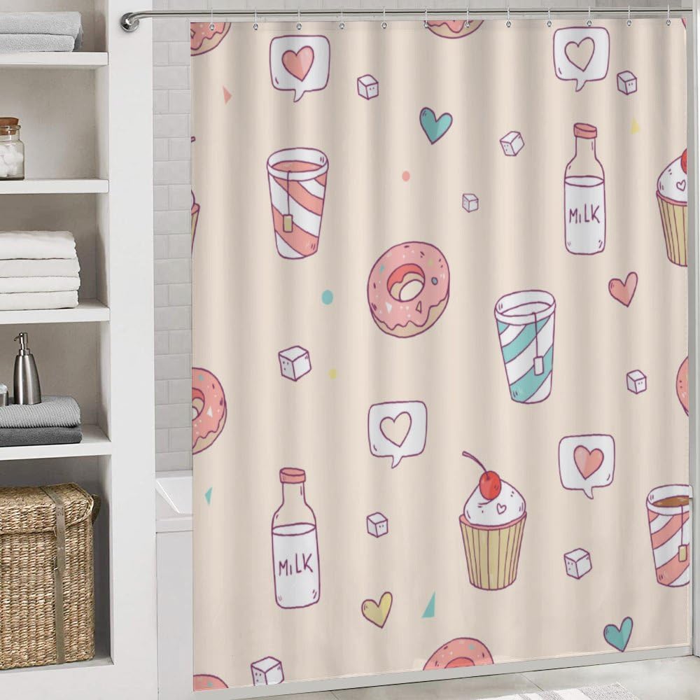 Kuizee 4 Piece Shower Curtain Set with Rugs and Hooks 1