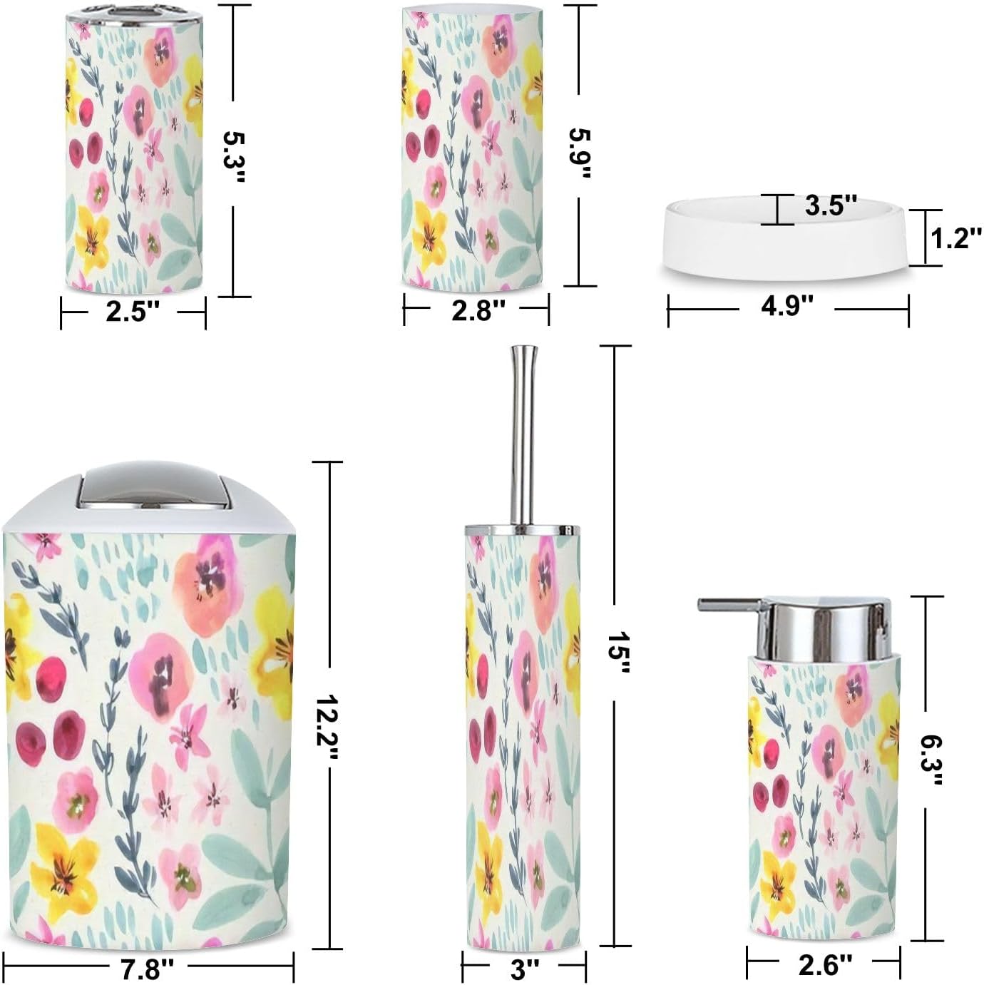 6 Piece Boho Bathroom Accessories Set 1