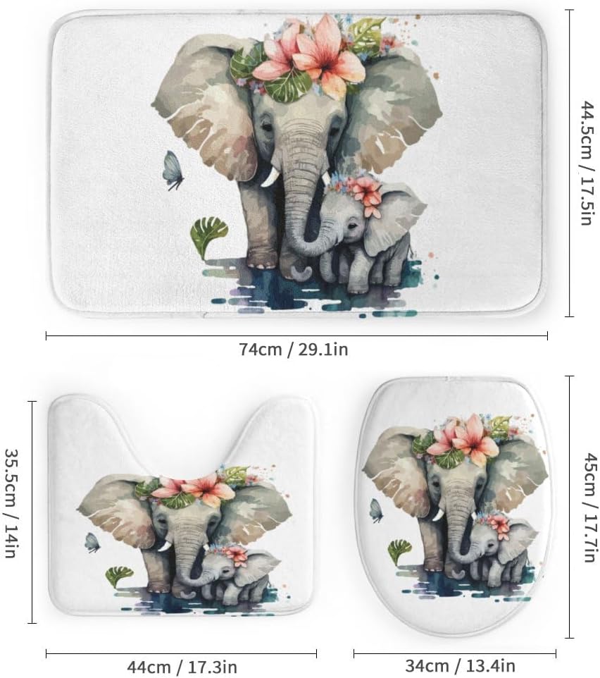 Kuizee 4 Piece Shower Curtain Set with Rugs and 12 Hooks 1