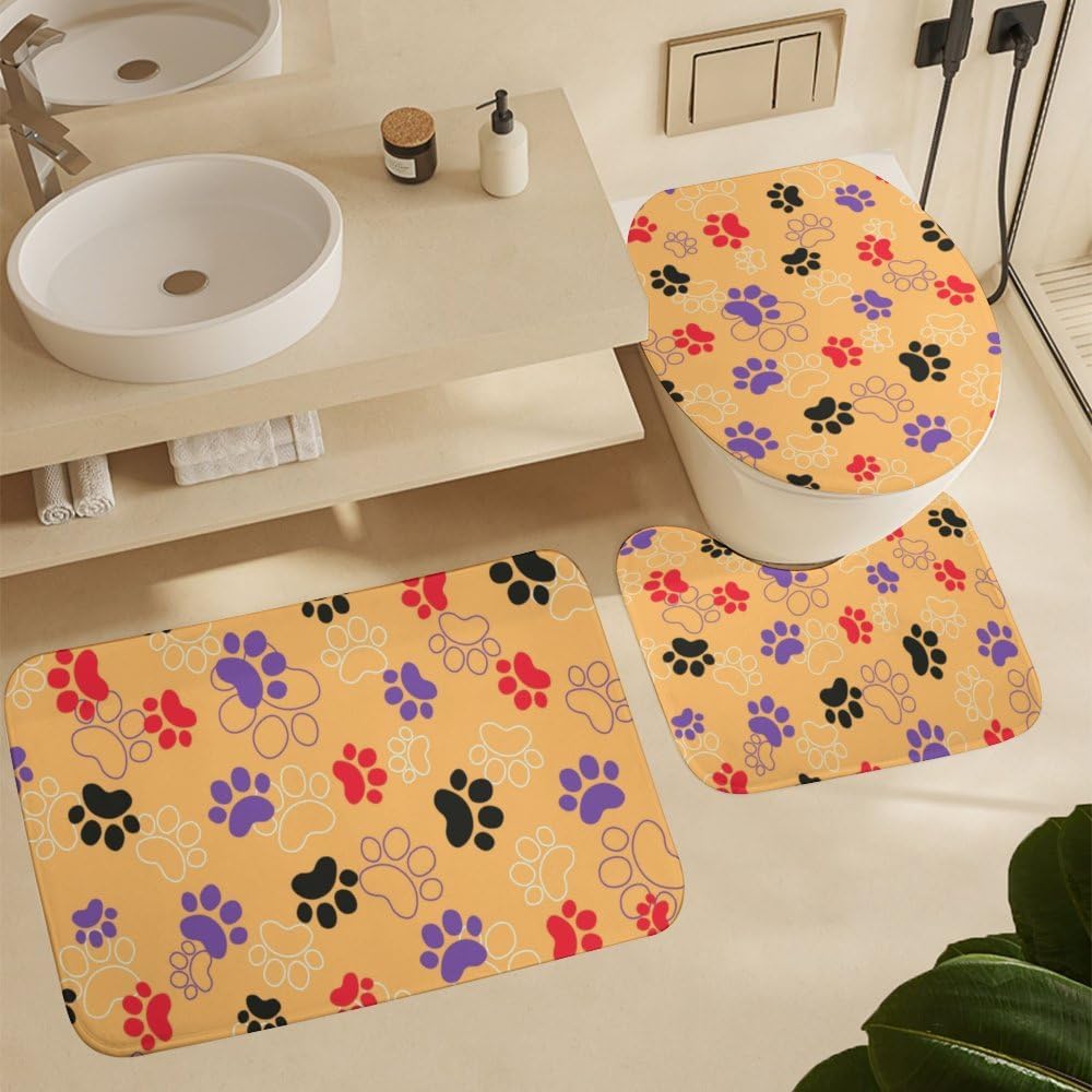 Kuizee 4-Piece Animal Print Shower Curtain with Rugs Set
