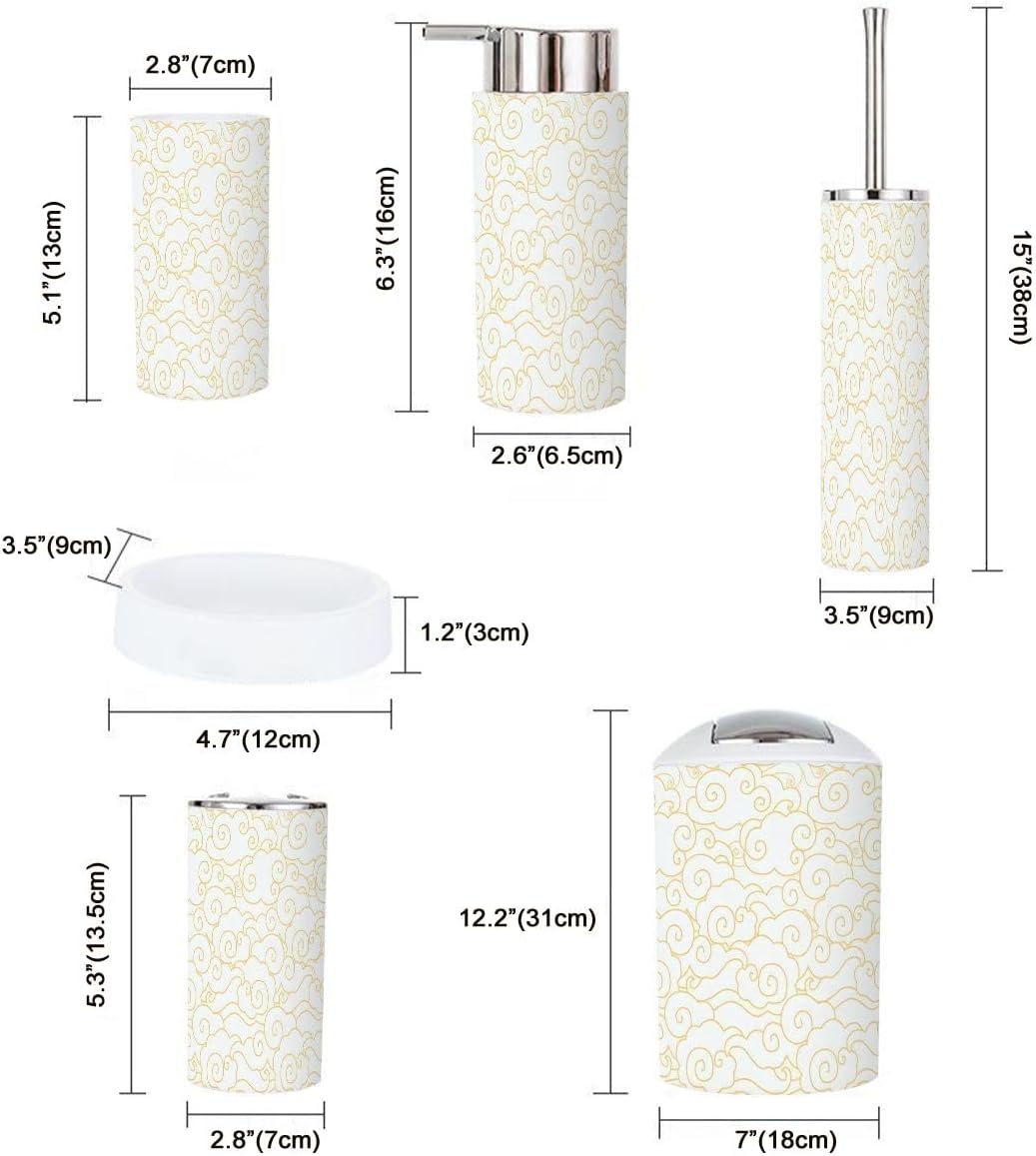 6 Pcs Clouds Sky Bathroom Accessories Set