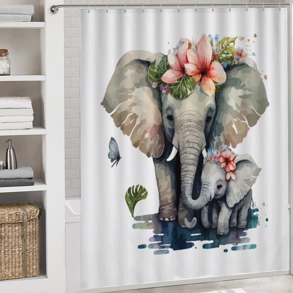 Kuizee 4 Piece Shower Curtain Set with Rugs and 12 Hooks 1
