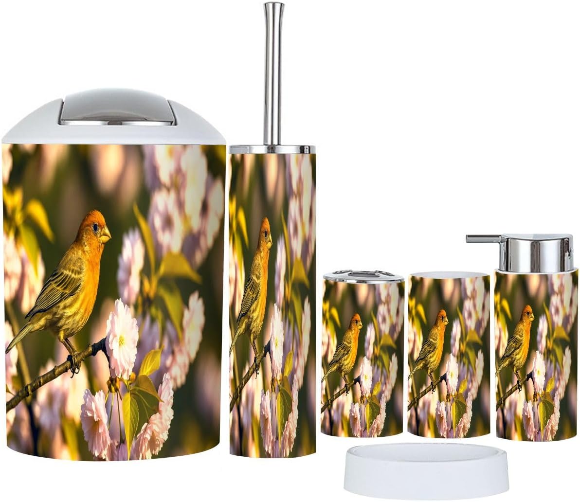 Boho Bathroom Accessory Set 6 Piece in Cherry