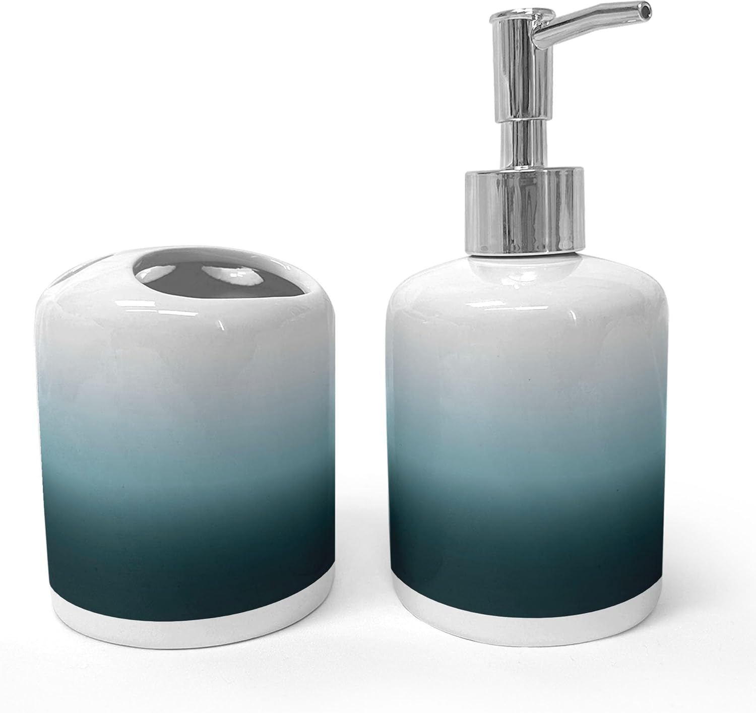 Ambesonne Ombre Soap Dispenser Toothbrush Holder Set 1