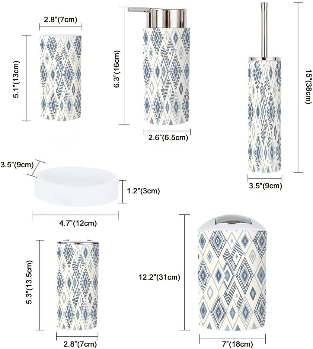 Boho Navajo Bathroom Accessory Set 6 Piece