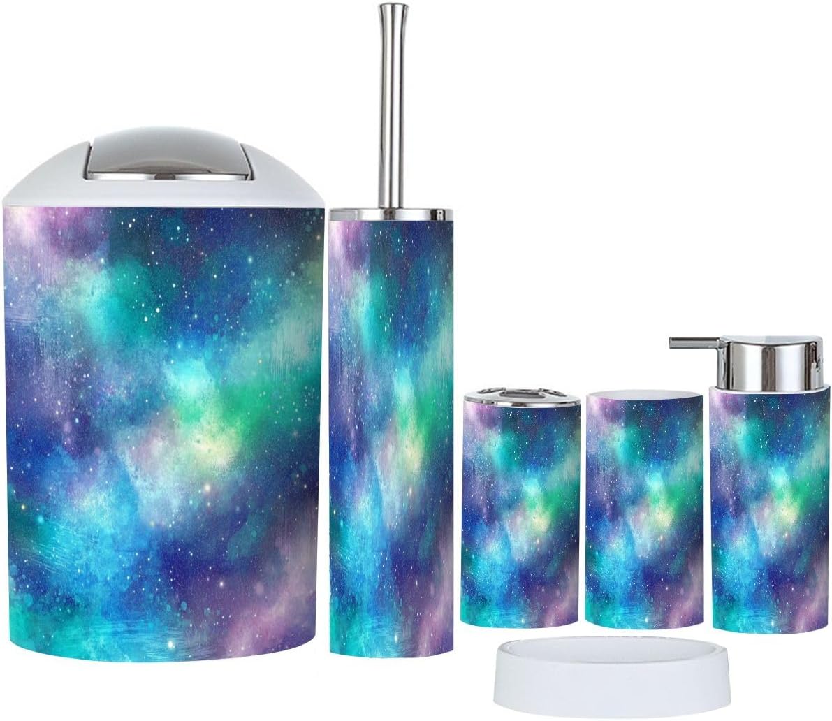 Boho Galaxy Bathroom Accessory Set 6 Piece 1