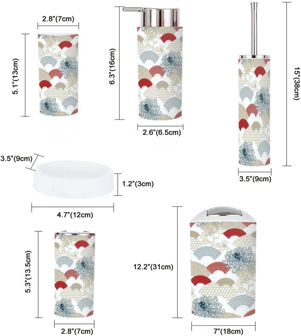 Traditional Geometric Bathroom Accessories Set 6 Pcs