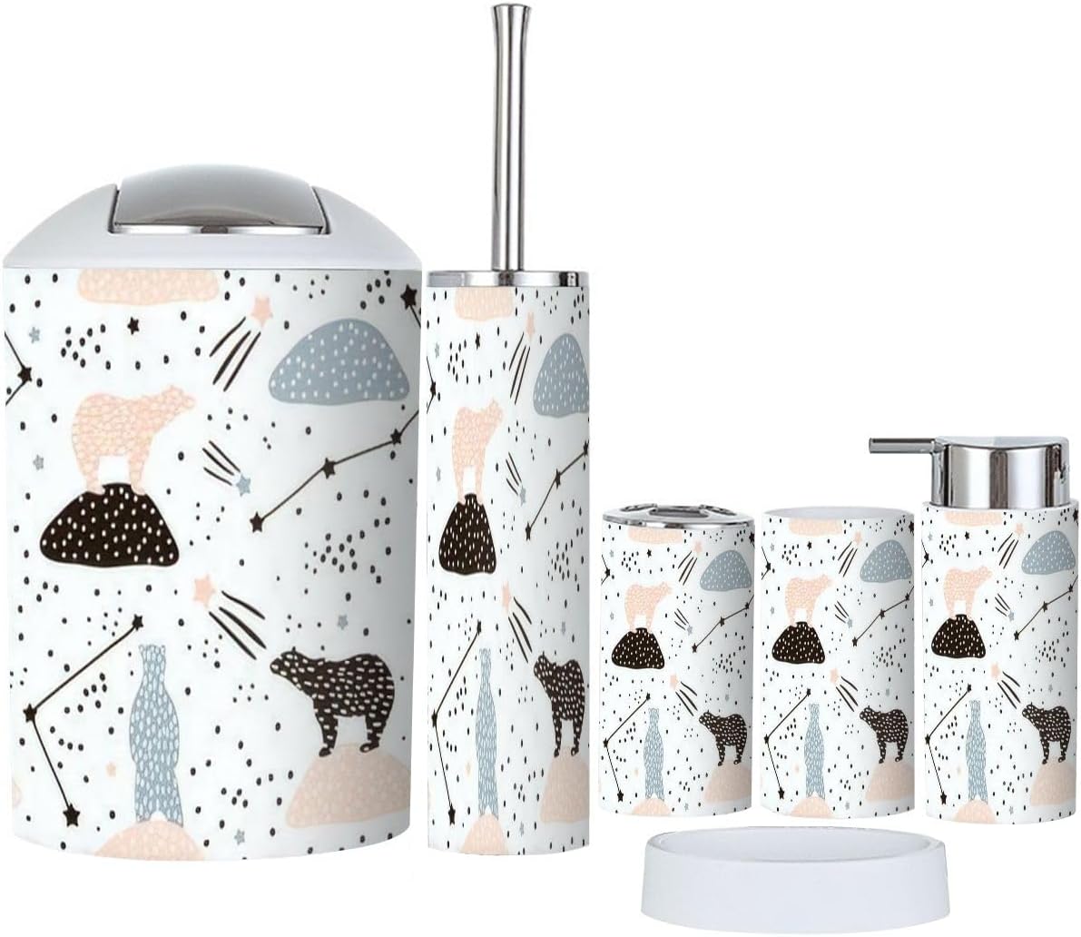 Modern 6-Piece Bathroom Accessories Set with Sleek Design