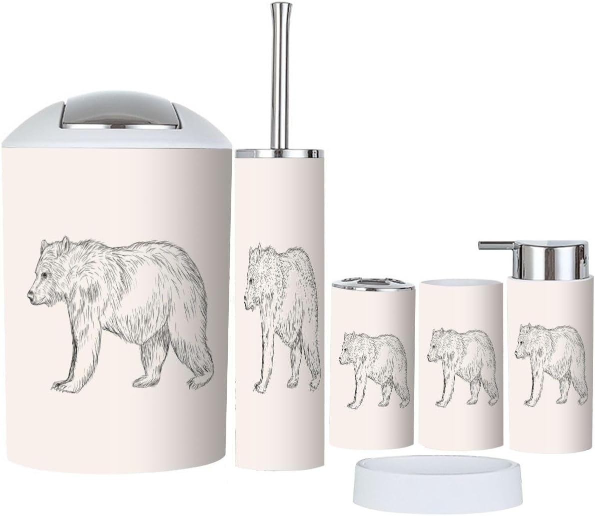 Sketch Bear Bathroom Accessories Set 6 Pcs