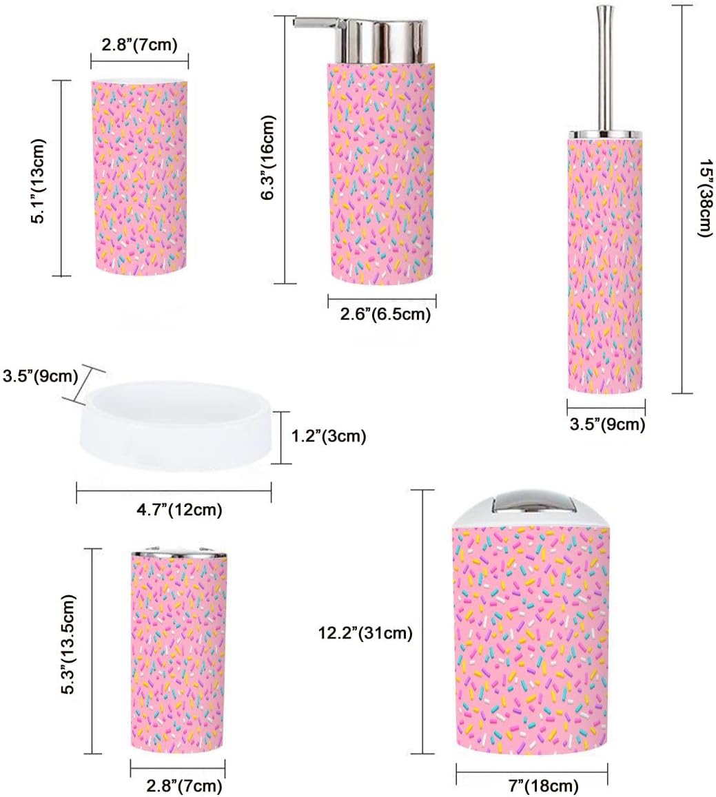 Seamless Pink Bathroom Accessories Set 6 Pcs