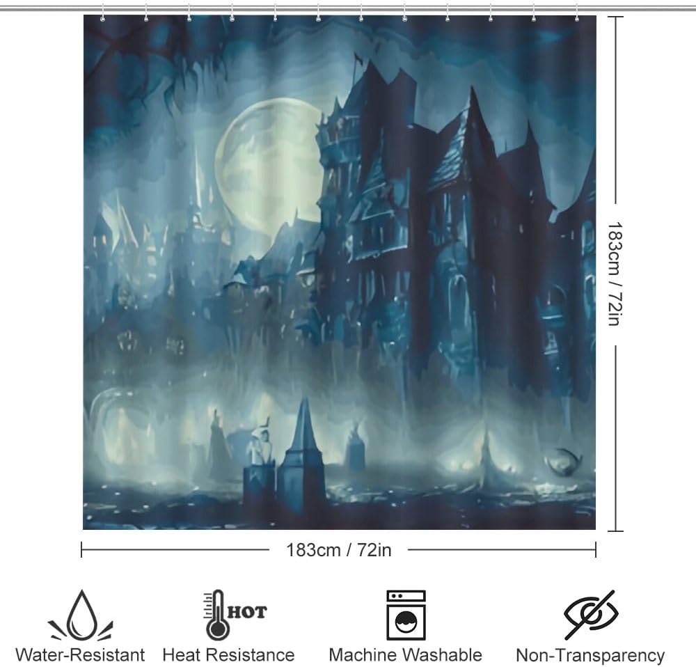 Kuizee Halloween Shower Curtain Set with 4 Rugs
