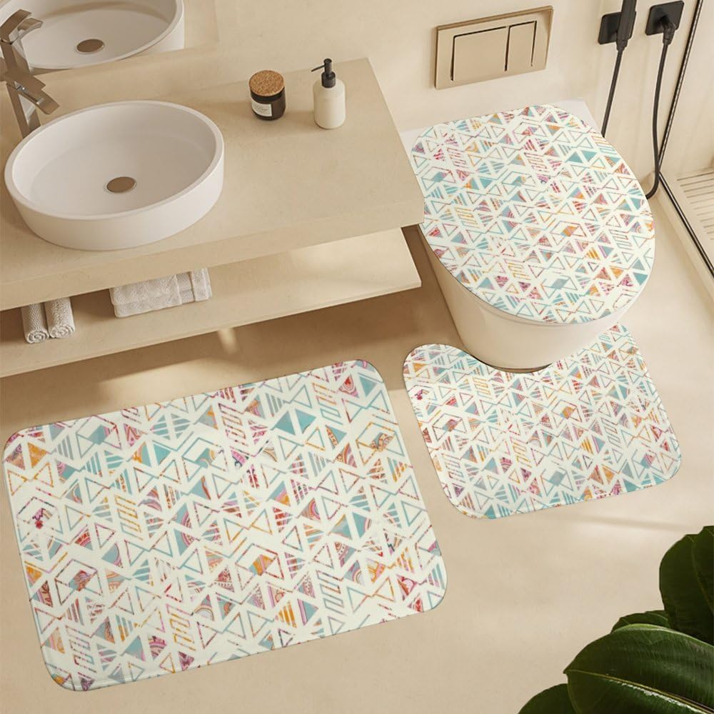 Kuizee 4-Piece Shower Curtain Set with Non-Slip Rugs 72x72 Inch