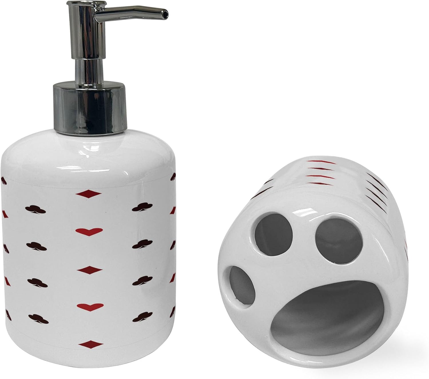Ambesonne Casino Soap Toothbrush Holder Set 2 Pcs Red Ruby Maroon