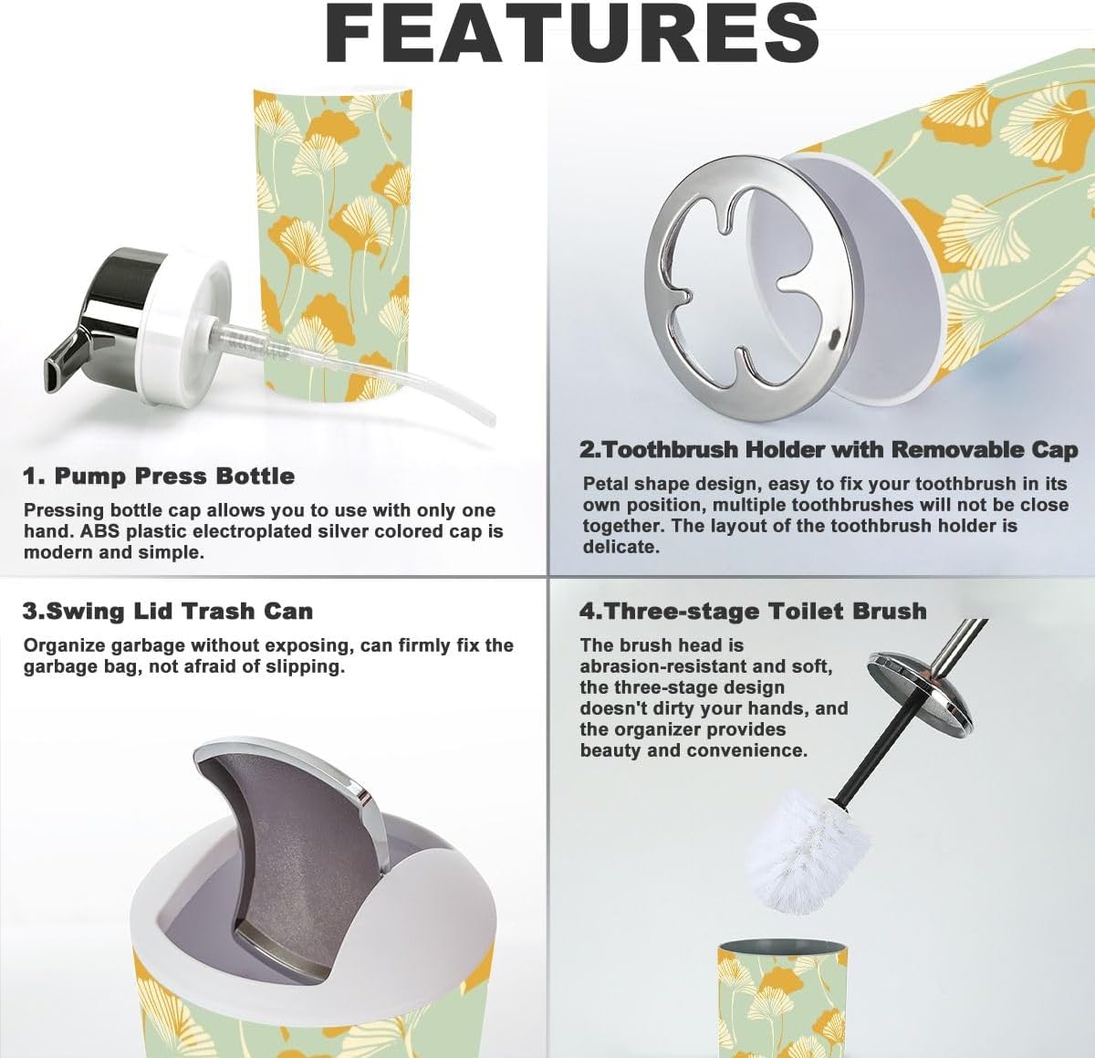 Japanese Style 6 Pcs Bathroom Accessories Set 1