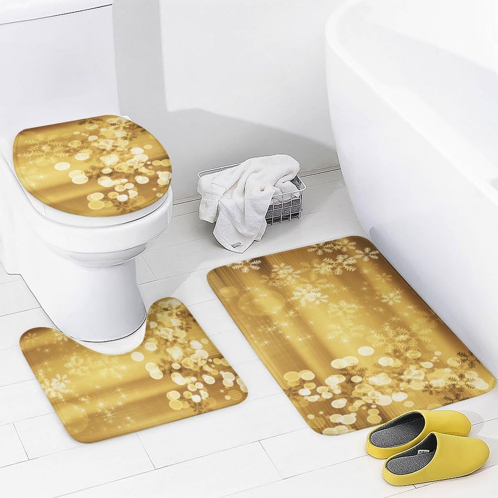 Kuizee 4 Piece Shower Curtain Set with Rugs and 12 Hooks