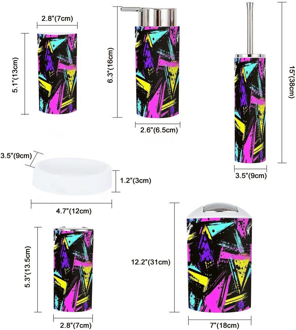 Boho Geometric Neon Bathroom Accessory Set 6 Piece