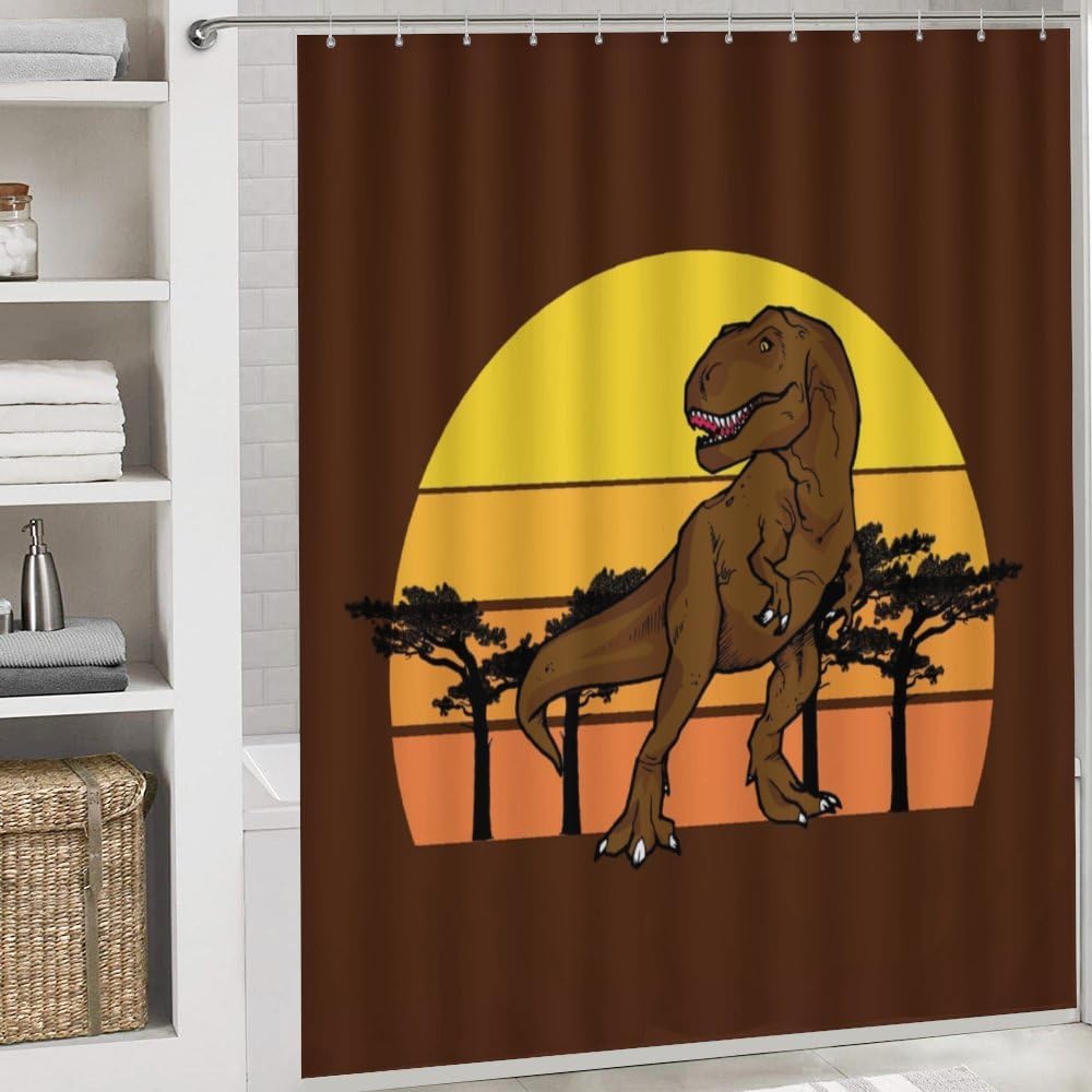 Kuizee Dinosaur Shower Curtain Set with Rugs 4Pcs