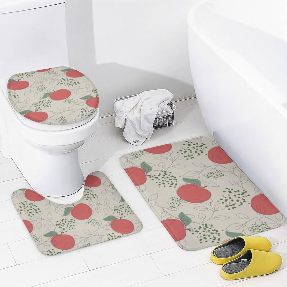 Kuizee 4-Piece Bathroom Set with Non-Slip Mats and Shower Curtain