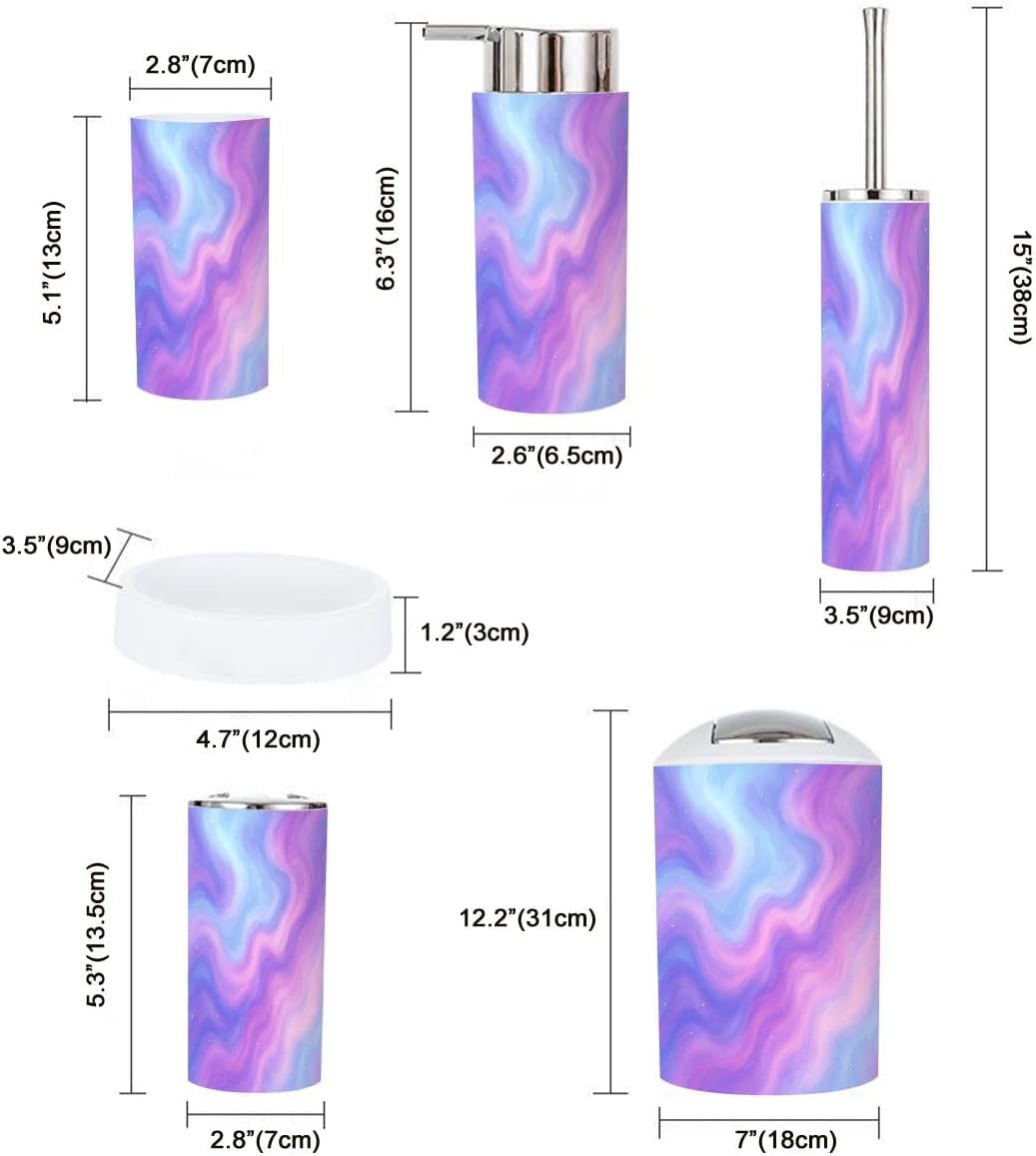 Boho Soft Pastel Bathroom Accessory Set 6 Piece