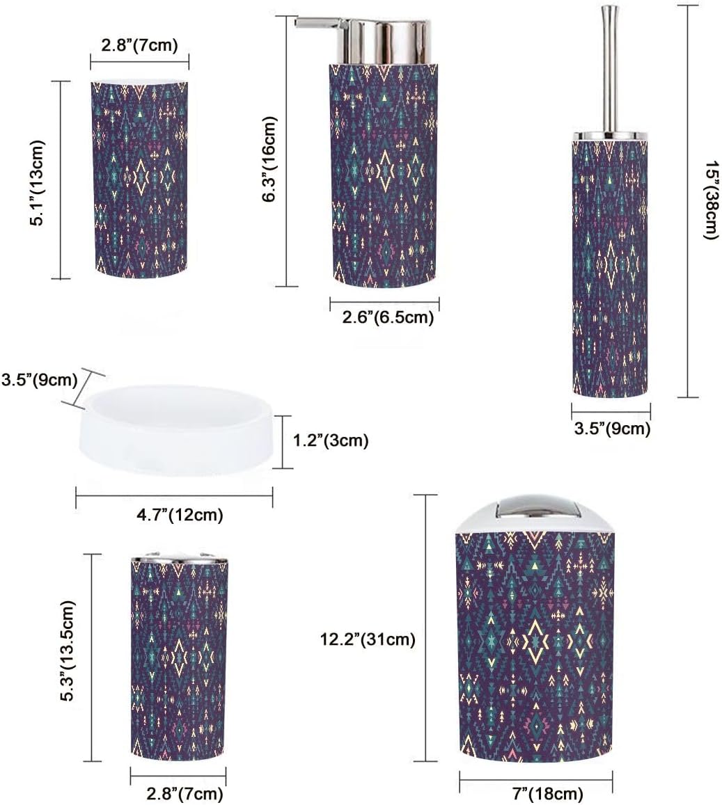 Boho Geometric Bathroom Accessories Set of 6