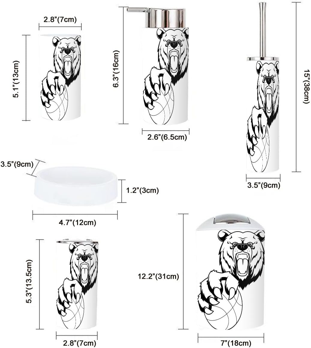 Angry Bear Bathroom Accessories Set 6 Pcs