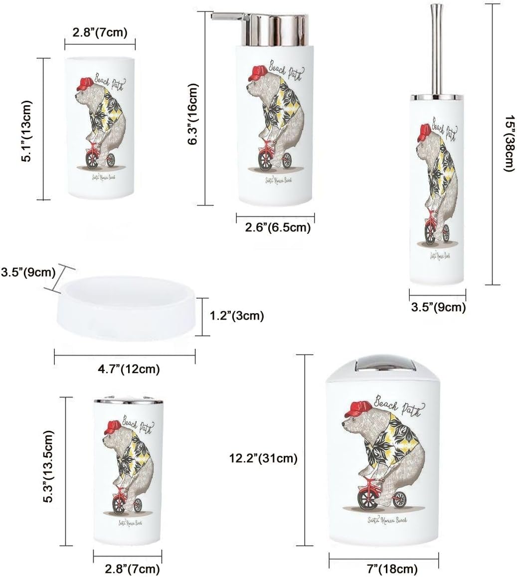 Bathroom Accessories Set 6 Pcs Bicycling Bear Style