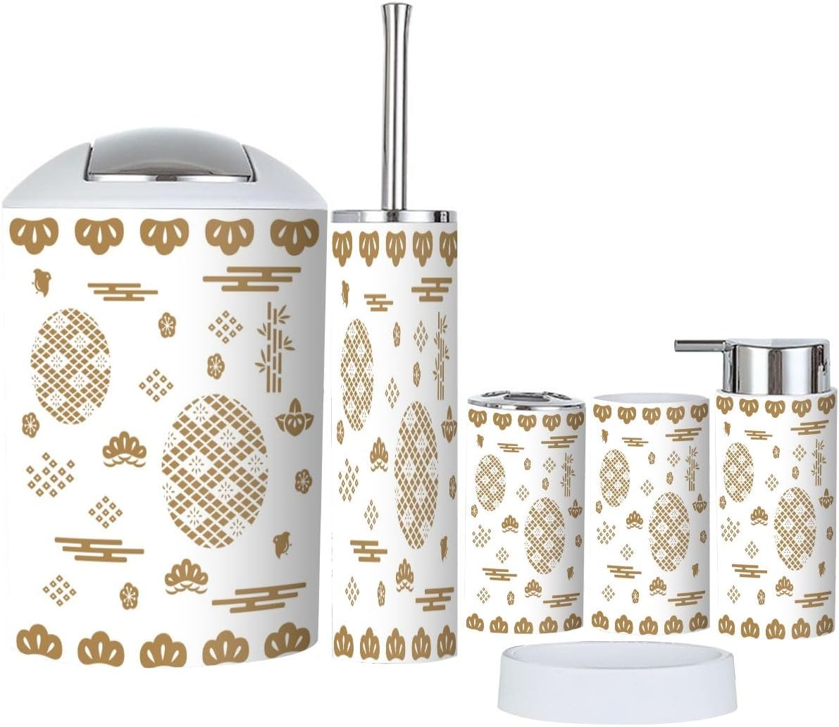 Japanese Gold Geometric Bathroom 6 Pcs Set