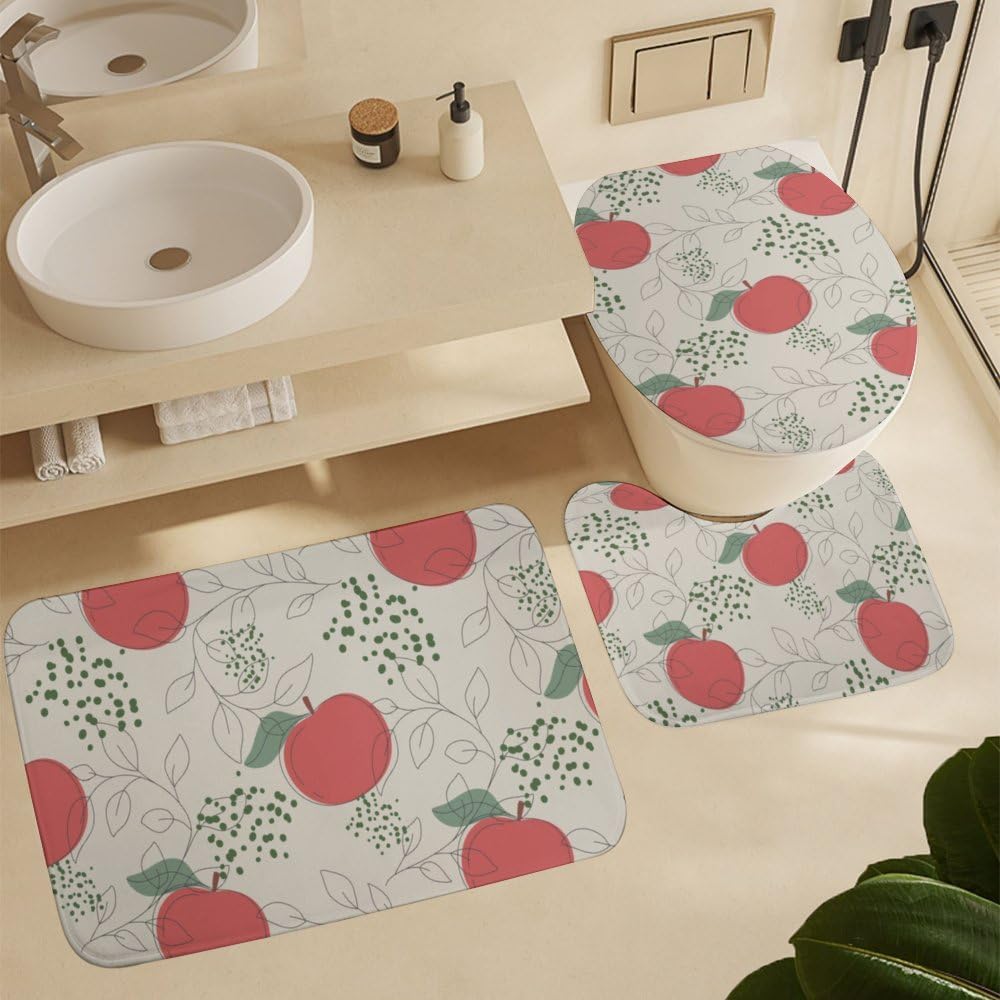 Kuizee 4-Piece Bathroom Set with Non-Slip Mats and Shower Curtain