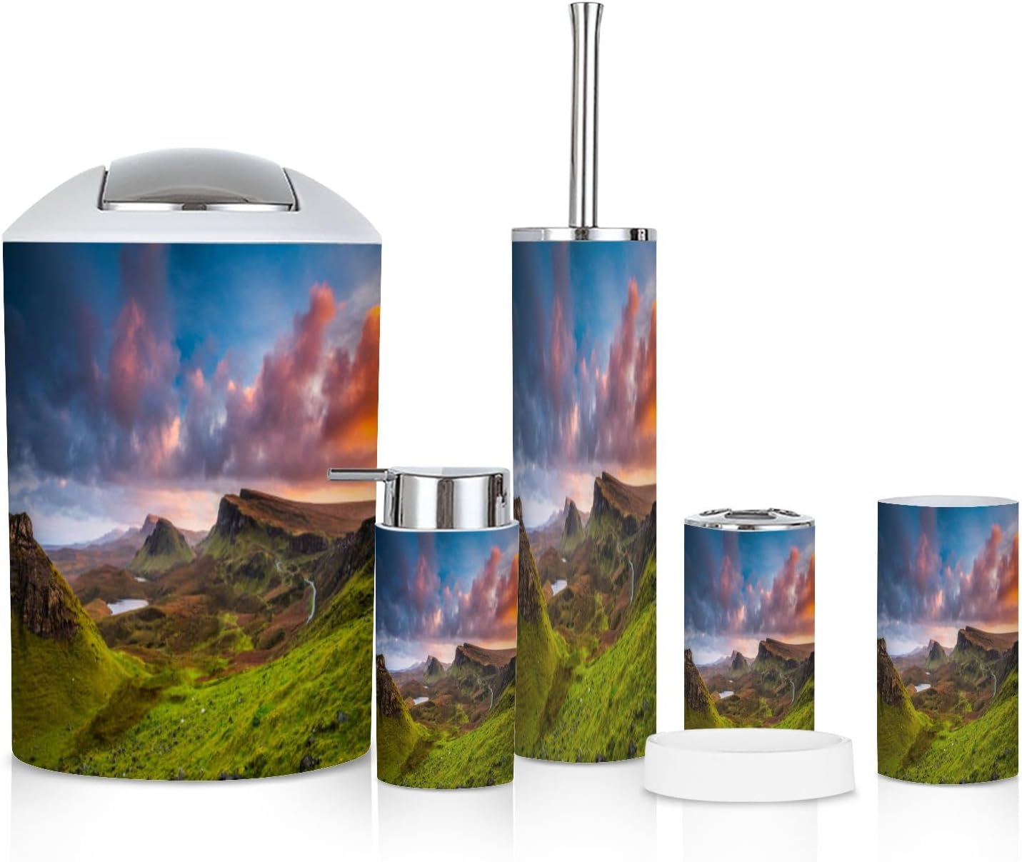 6 Piece Sunset Quiraing Isle Skye Bathroom Accessories Set