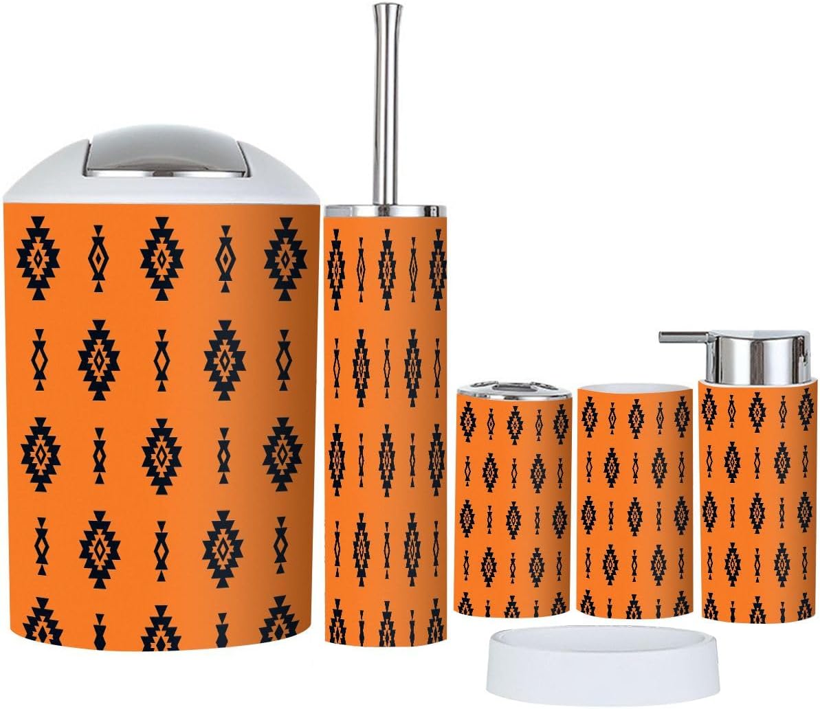 Boho Bathroom Accessory Set 6 Piece Tribal Design