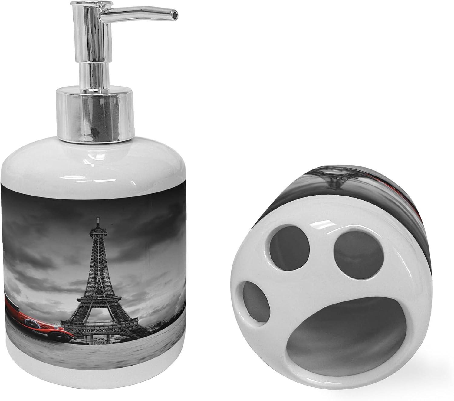 Ambesonne Eiffel Tower Soap Toothbrush Holder Set 1